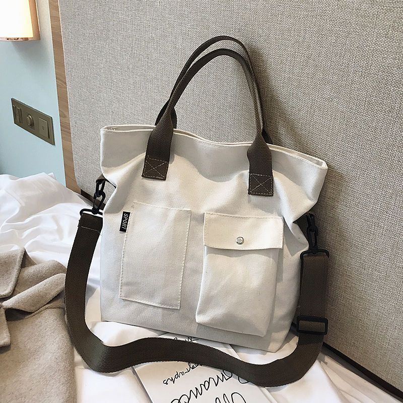 Canvas Bags Handbag Shoulder Large Solid Color Totes Shopper Bag Crossbody Bags