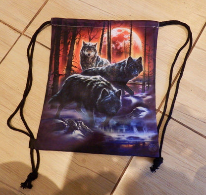 Black Cat Drawstring Bag Women Shopping Purse Canvas Travelling Bag Backpack 1PC
