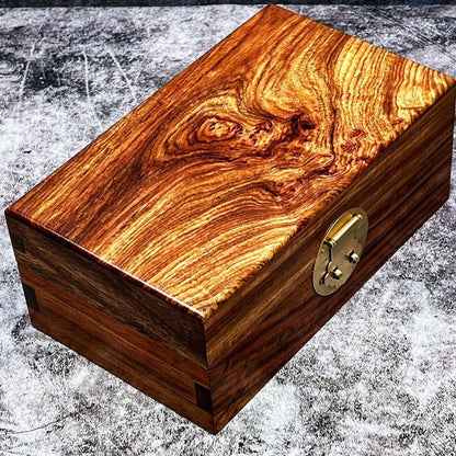 Huanghuali Wood Jewelry Box 15×9×8cm Natural Grain Storage Case