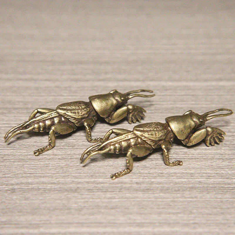 1PC Insect Mole Cricket Figurines Tea Pet Desktop Ornament Vintage Brass