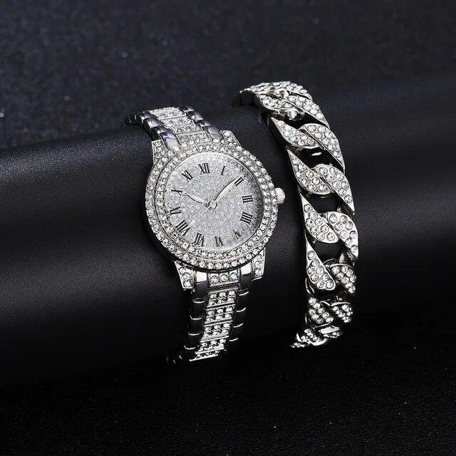 Reloj De Cuarzo Con Diamantes Para Mujer Pulsera Elegante Femenina De Marca Lujo