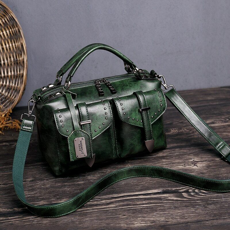 Vintage Leather Handbag Crossbody Fashion Shoulder Ladies Black Hand Sling Bags