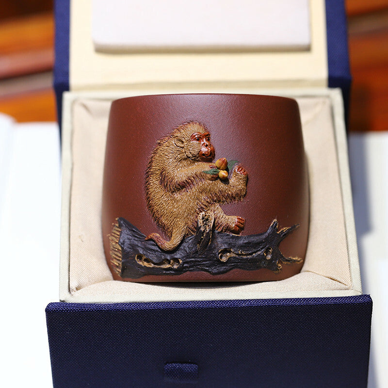 chinese handmade Yixing ZiSha Clay Monkey Master tea cup Kungfu Cup 140cc