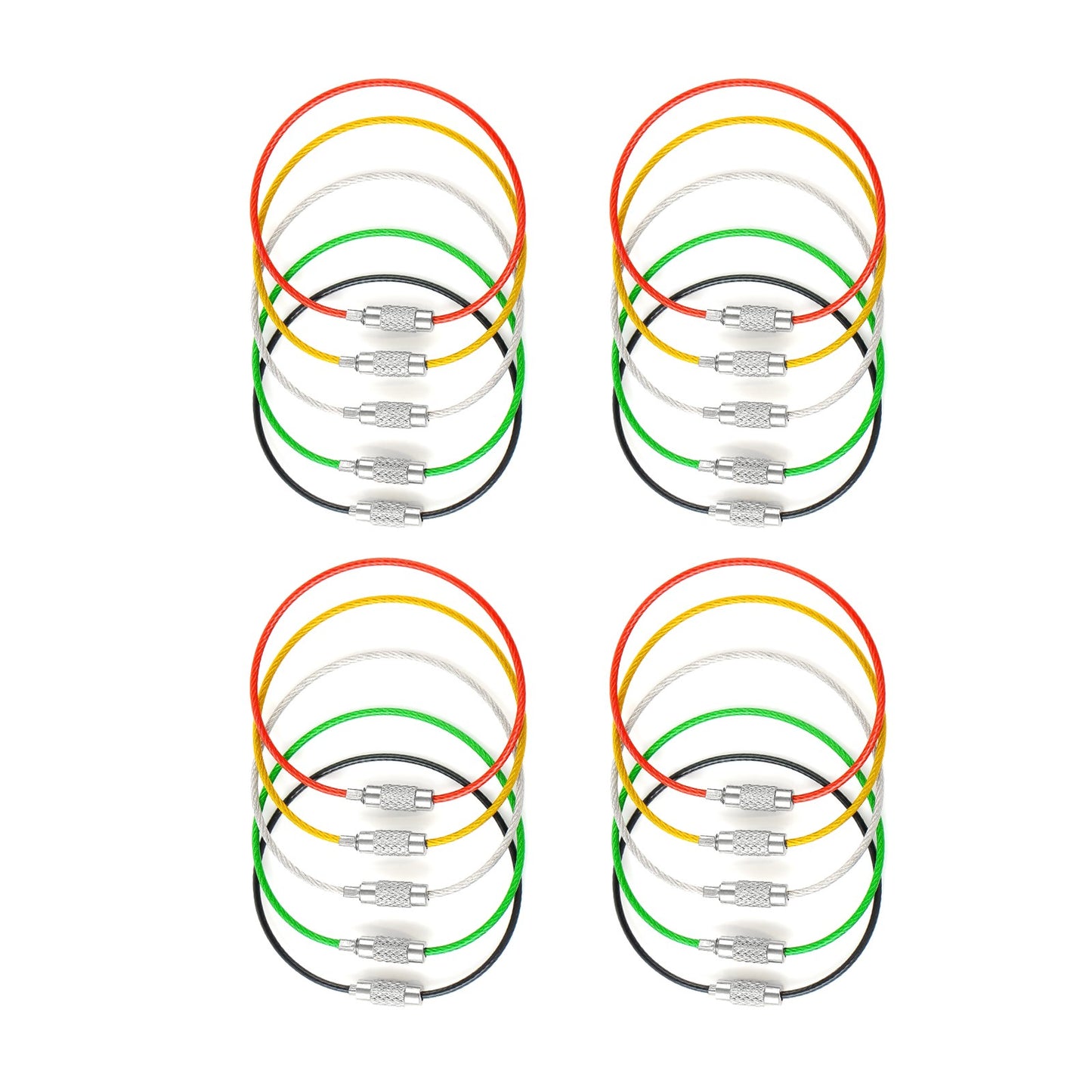 Screw Locking Stainless Steel Wire Keychain Cable Rope Key Holder 20Pcs
