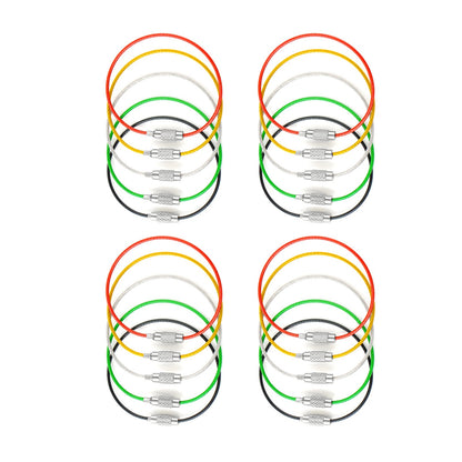Screw Locking Stainless Steel Wire Keychain Cable Rope Key Holder 20Pcs