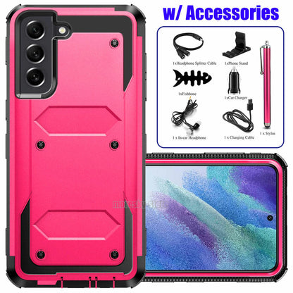 For Samsung Galaxy S21 FE 5G Shockproof Case Rugged Phone Cover w/ Accessories