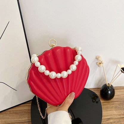 Evening Bags Shell Shape Clutch Bags Handbag Pearl Beaded Shell Chain Party Bags