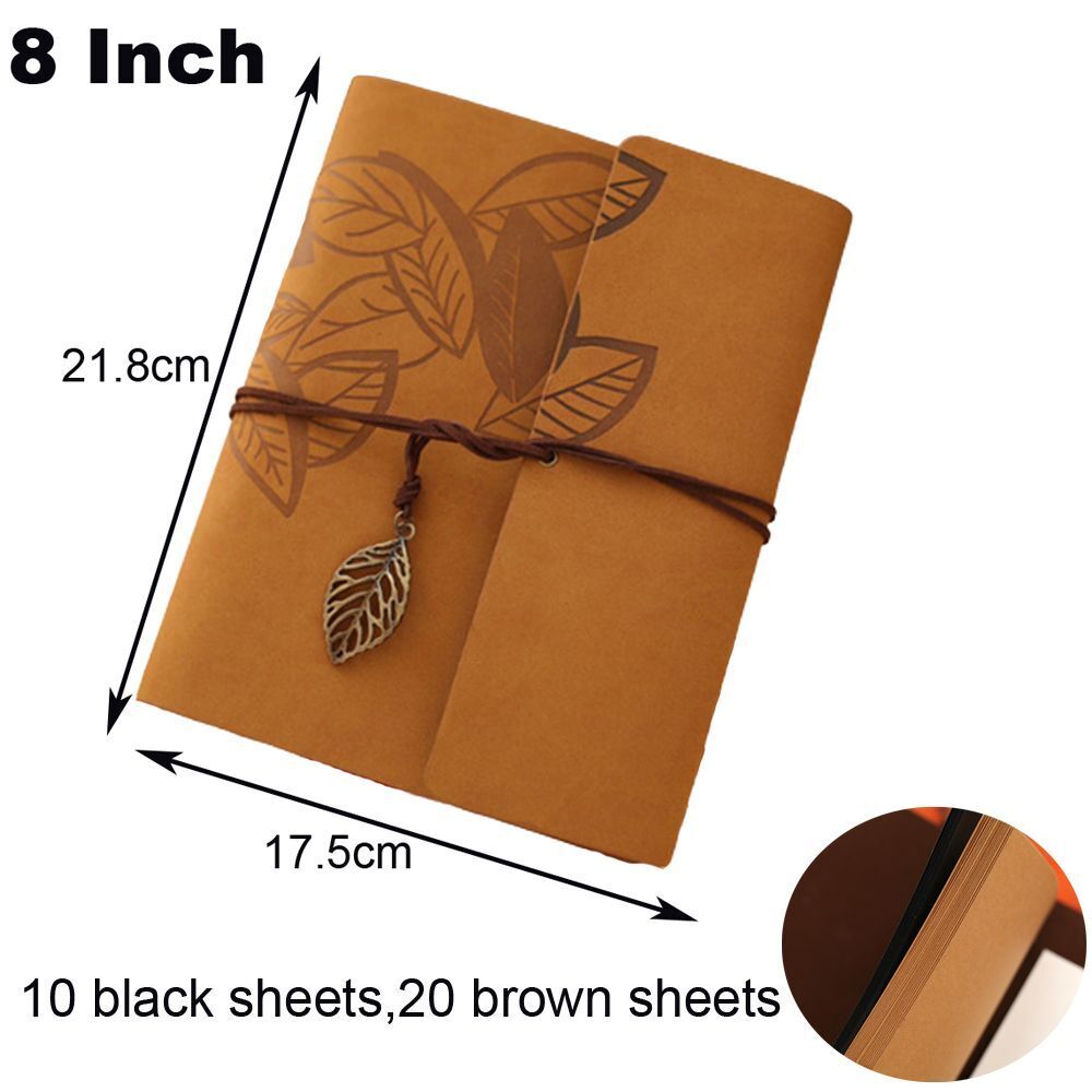 Photo Album 30 Sheet Vintage Leather Scrapbooking Book Refillable Page 21.5x17cm