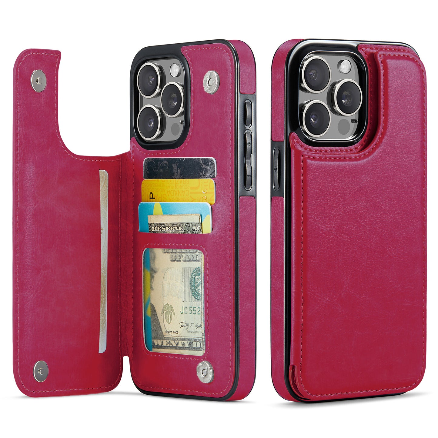 Wallet Card Holder Case for iPhone 16e 15 14 13 12 11 Pro Max XS Leather Cover