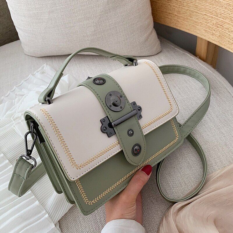 Female Casual Tote Bag Pu Leather Women's Handbag Rivet Shoulder Bags
