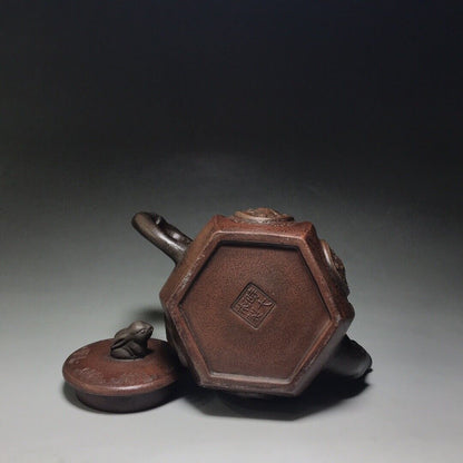 Chinese Yixing Zisha Clay Handmade Exquisite Teapot（六方来福 底款：时大彬）