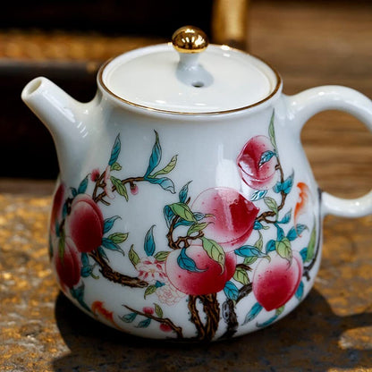 220ml Peach Pattern Xi Shi Pot Tea Set Teapot Kung Fu Tea Ceremony Kettle