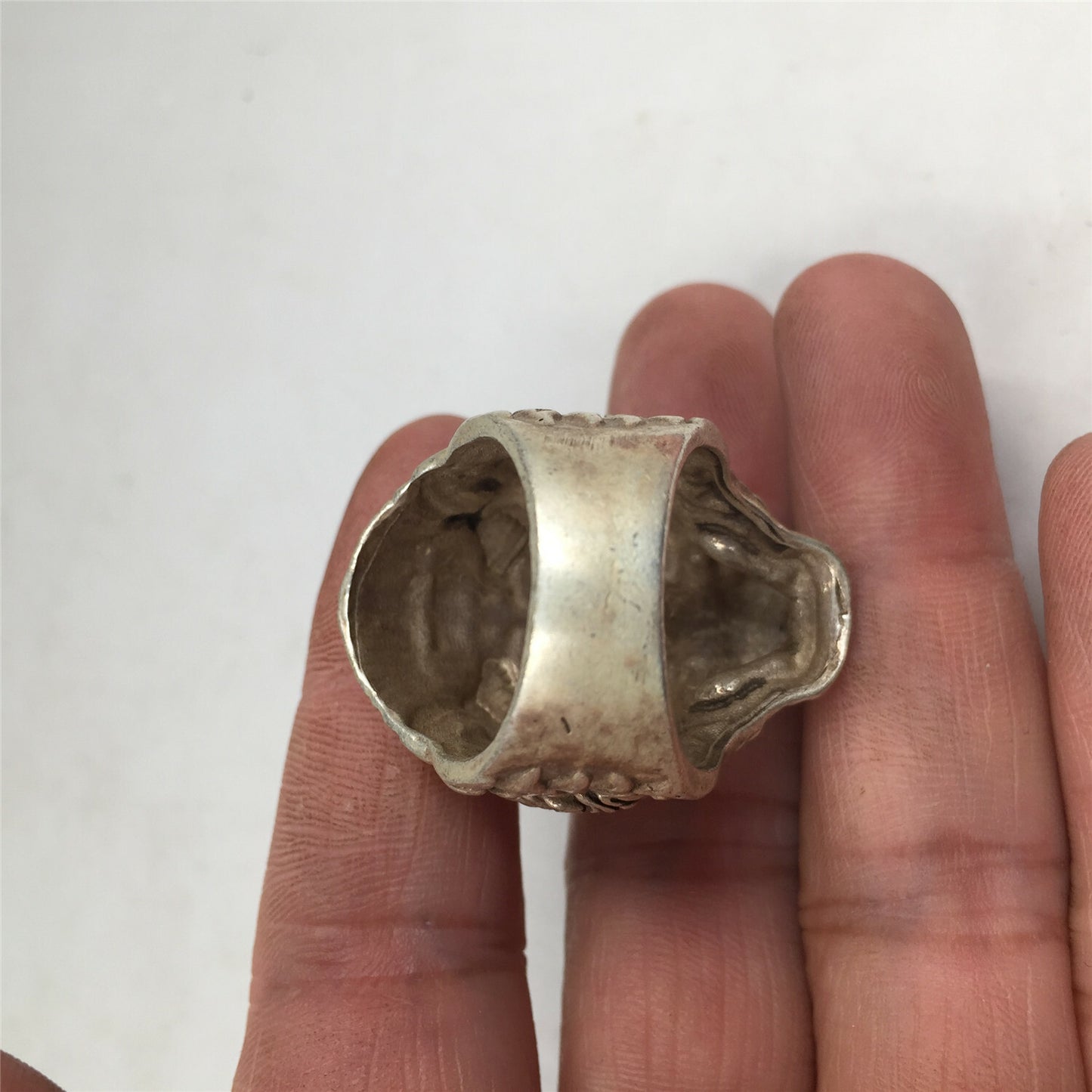 China old antique Tibetan silver handmade Luck Tiger 19mm ring