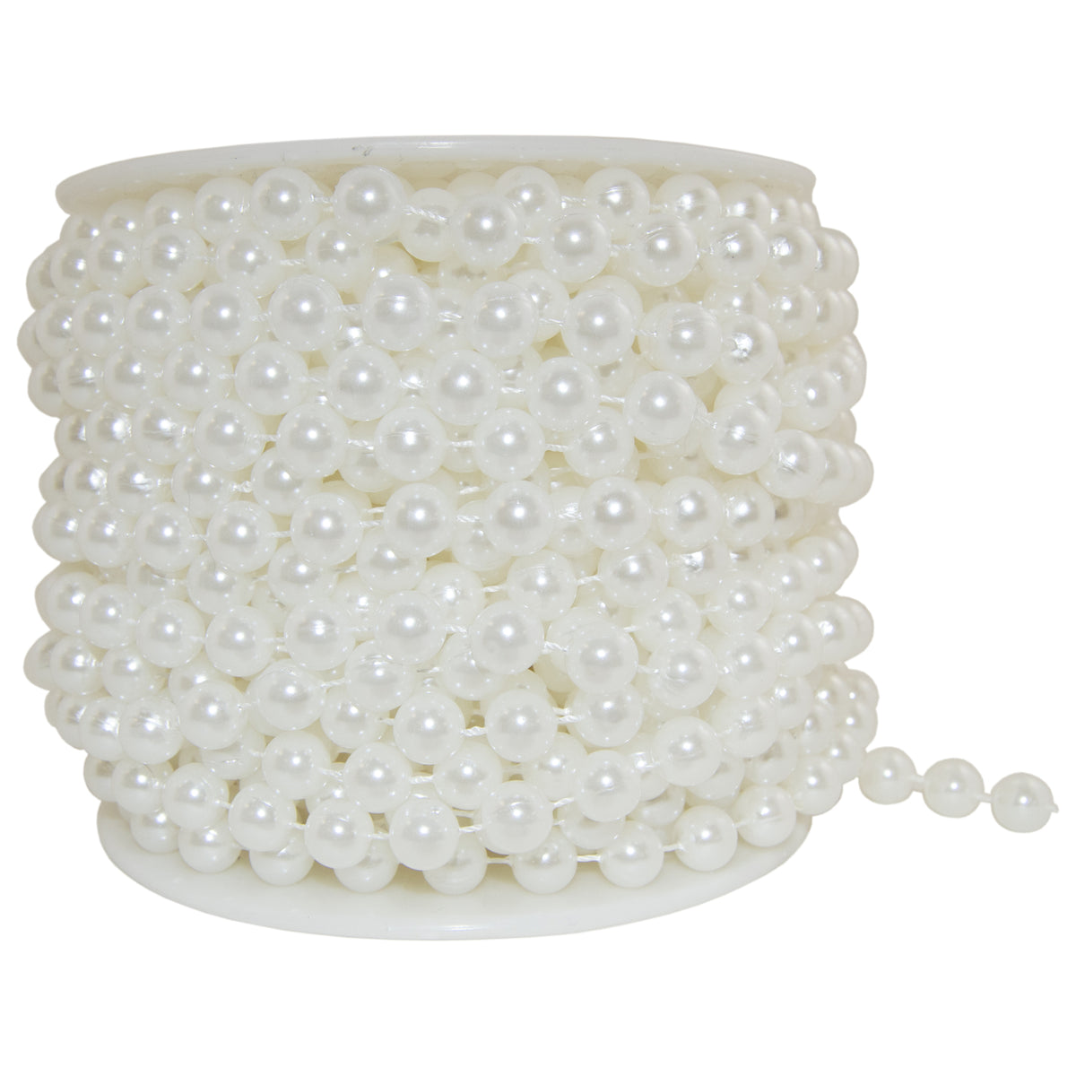 20 Yards Stringed Faux Pearls Large 10mm Shiny White Beads Garland 60 Foot Spool
