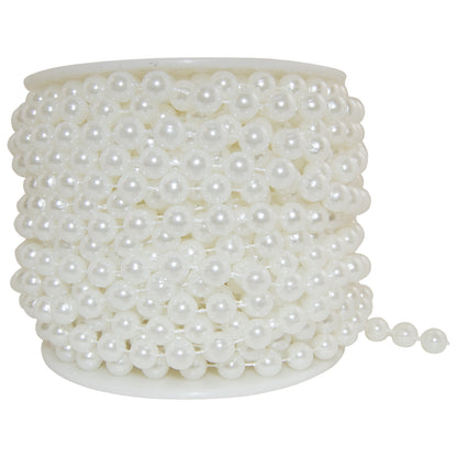 20 Yards Stringed Faux Pearls Large 10mm Shiny White Beads Garland 60 Foot Spool