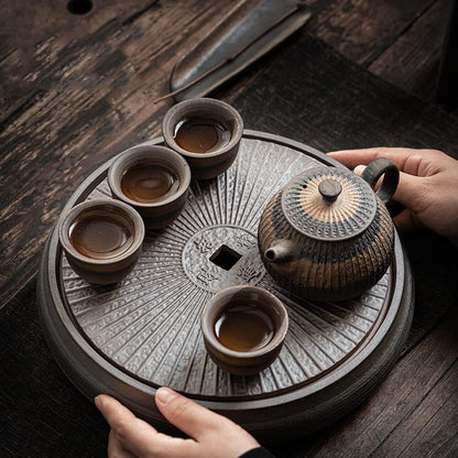 26.7cm Retro Ceramic Tea Tray Room Water Storage Tea Tray