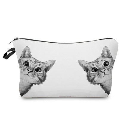 Makeup Bag Travel Storage Purse Mini Toiletry Bags Black Cat Print Cosmetic Case