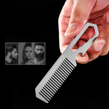 Titanium Hair Beared Comb Anti Static Pocket Multi Tool Bottle Opener Wrench EDC