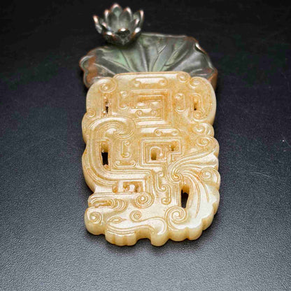 Chinese Natural Hetian Jade Hand-carved Exquisite Dragon Pendant 31242