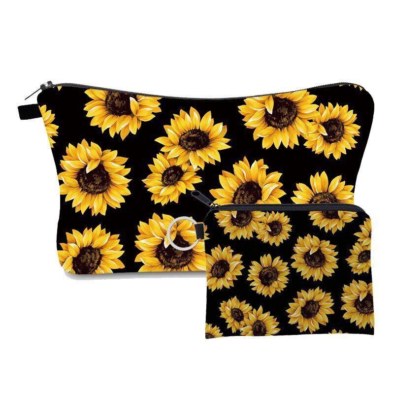 2 PCS Makeup Bag Animal Pattern Cosmetic Bag Set Women Combination Organizer Bag