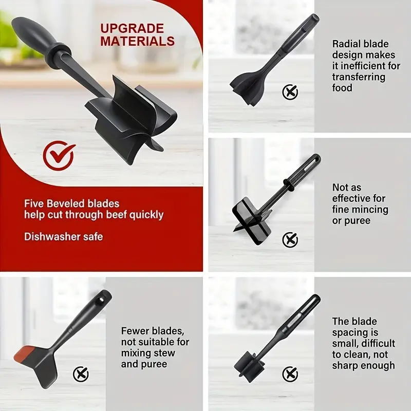 Meat Hamburger Chopper Heat Resistant Utensil Ground Beef Potato Masher Spatula