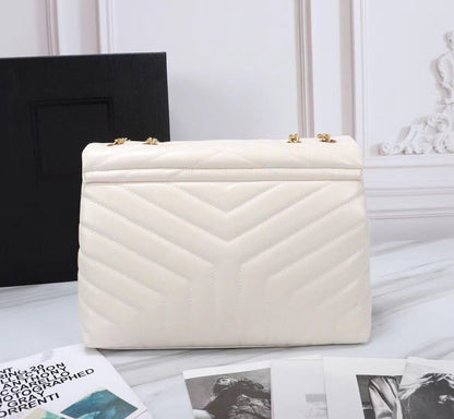 Large Computer Bag Tote Diamond Pattern Bag Metal Chain Shoulder Crossbody Purse