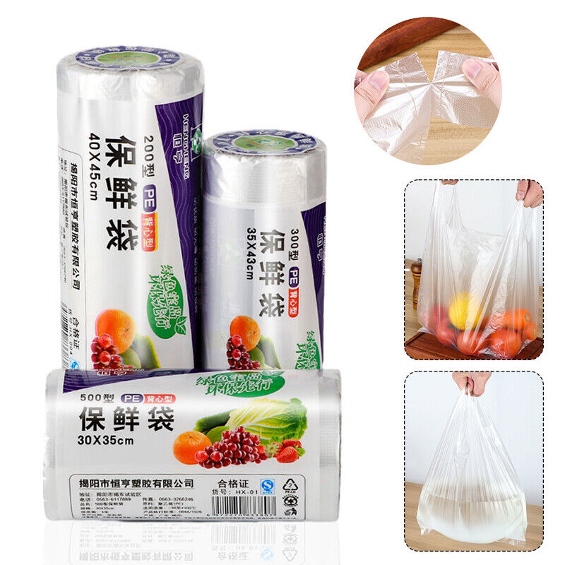 Disposable Plastic Food Roll Bags Vest PE Freshness Thicken Protection Seal Bags