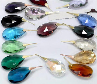 10PCS 38MM Colorful Teardrop Glass Chandelier Crystal Prisms Wedding Decoration