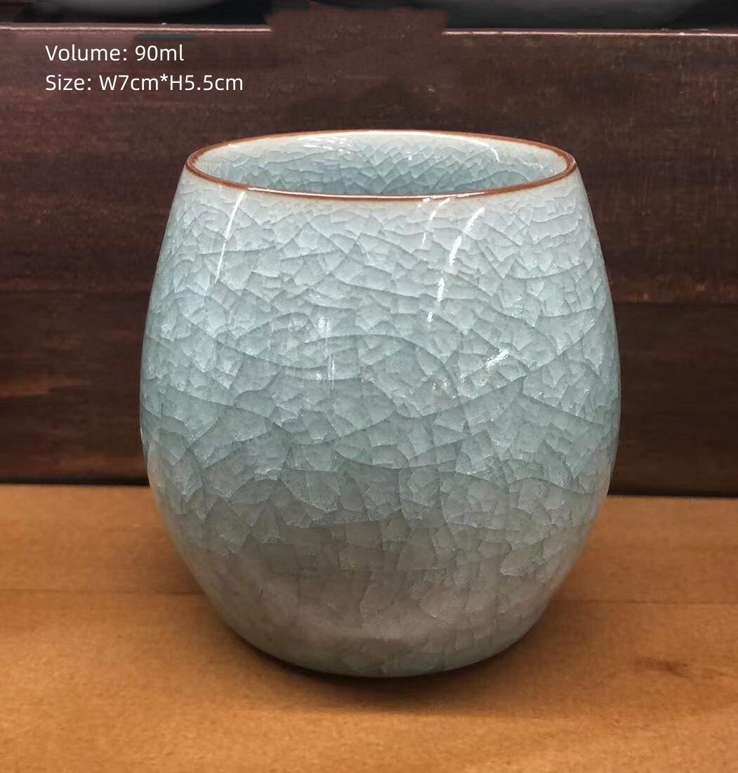 One Cup Porcelain Crackle Glaze Tea Cup Chinese Kungfu Cup Celadon Ceramic Cups
