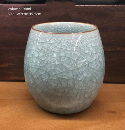 One Cup Porcelain Crackle Glaze Tea Cup Chinese Kungfu Cup Celadon Ceramic Cups