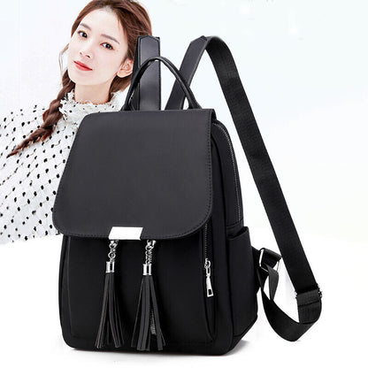 Women Nylon Oxford Backpack Travel Shoulder Bag Handbags Black Rucksack Backbag