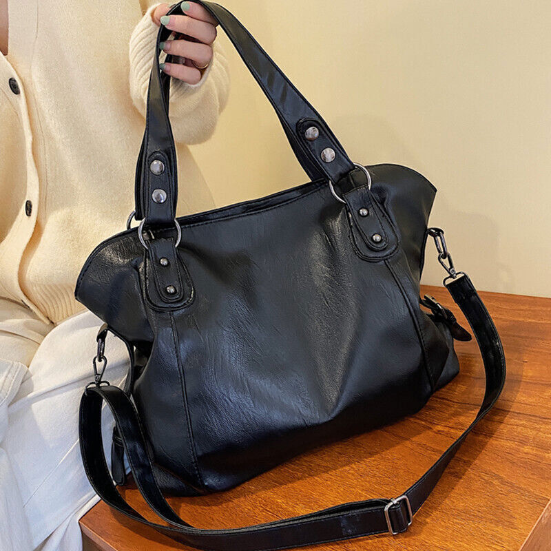 Black Shoulder Bags Women Shopper Bag Leather Crossbody Handbag Lady Tote Bag