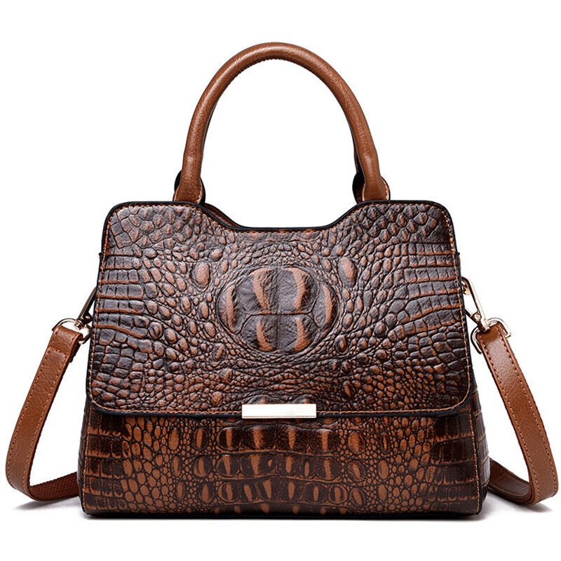 Lady's Leather Crocodile Handbags Sling Satchel Tote CrossBody Bags Shoulder Bag