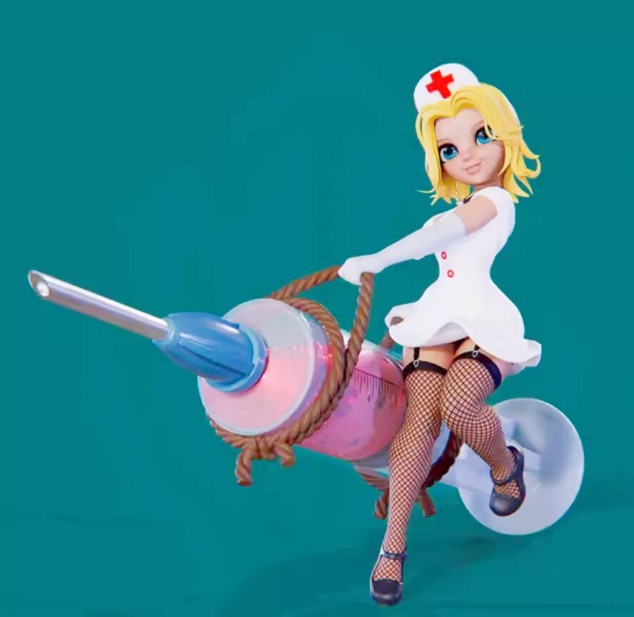 1/18 resin figure model Cartoon nurse 3D printing unassembled unpainted
