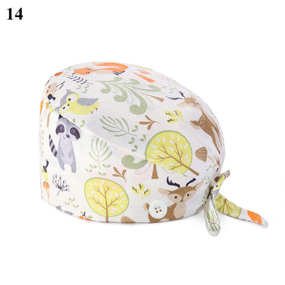 Nurse Baotou Cap Floral Surgical Cap Doctor Hat Printing Sweat-absorbent Towel