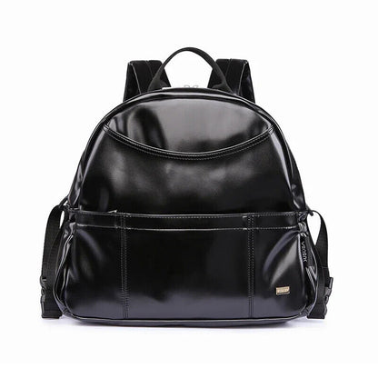 PU Black Diaper Backpack Baby Pockets Diaper Bag for Mother Travel Bag