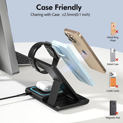 3 in 1 Wireless Charger Charging Station, Wireless Charger Stand for Iphone17 16