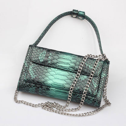 Leather Clutch Crossbody Bag Gold Luxury Serpentine Clutch Purse Messenger Bags