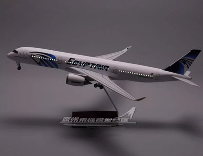 47CM 1:140 EGYPTAIR AIRBUS A350 Airplane Led Sound -controll Light Resin Model