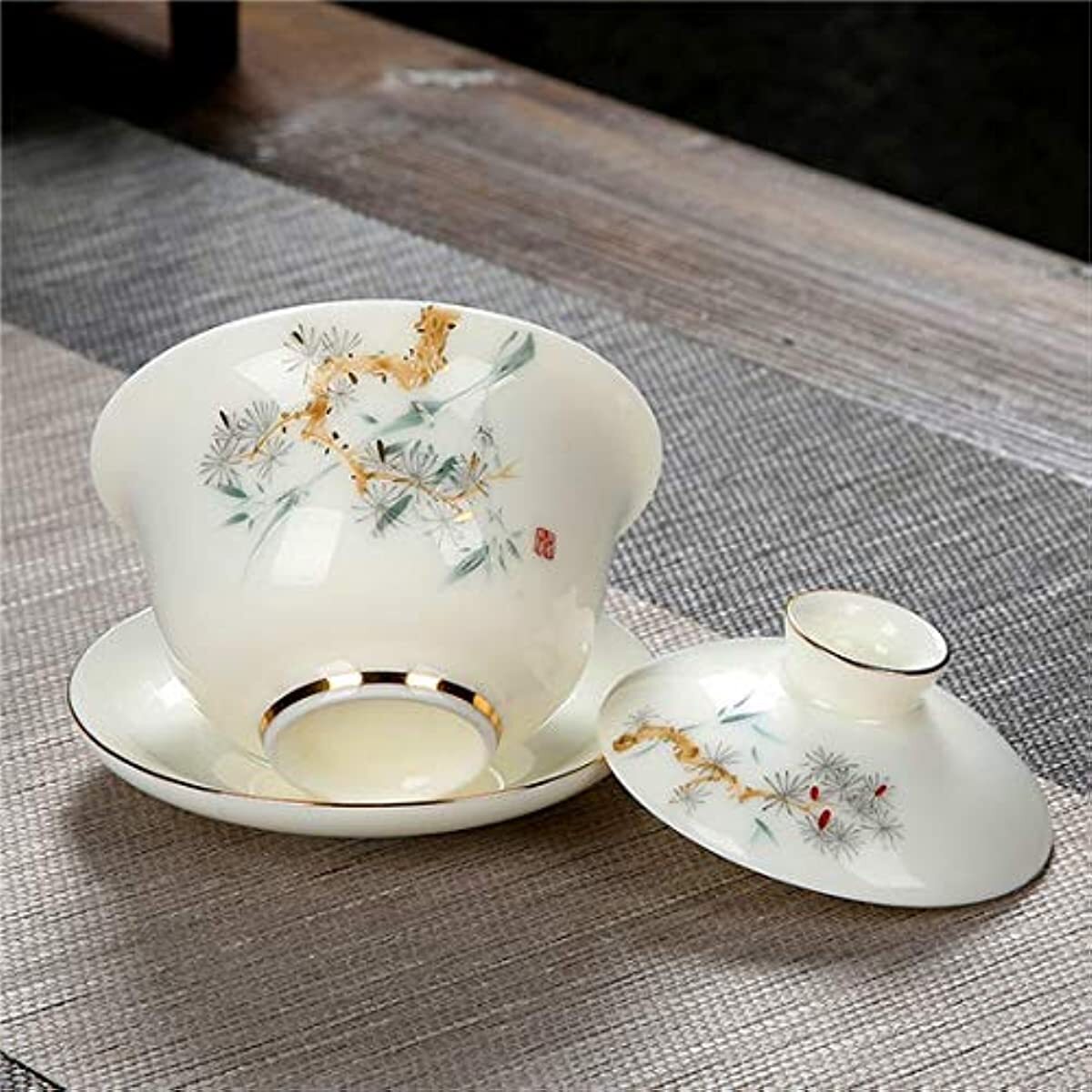 Chinese Traditional Teaware Jingdezhen Handmade Porcelain Tea Cup Gaiwan