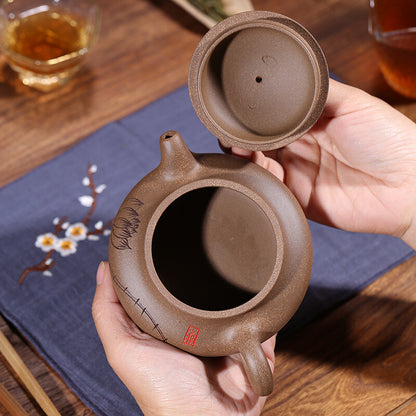 250ML Yixing Zisha Clay Pottery Pot Lotus Flower Tea Pot 9 Infuser Holes