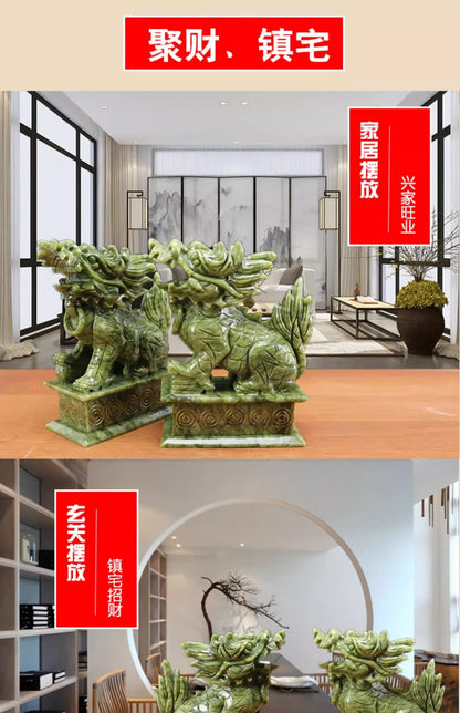 Wealth Porsperity Pair of Fu Foo Dogs Guardian Lion Statues, Traditional Statues