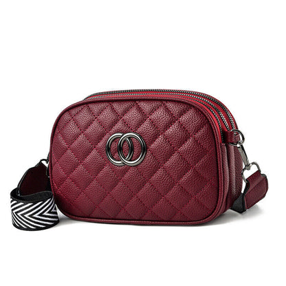 Fashion Shoulder Bag with Three Zippers Shoulder Strap Small Square Bag Women