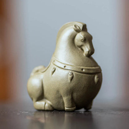 Purple Clay Tea Pets Horse Tea Statue for Home Decor