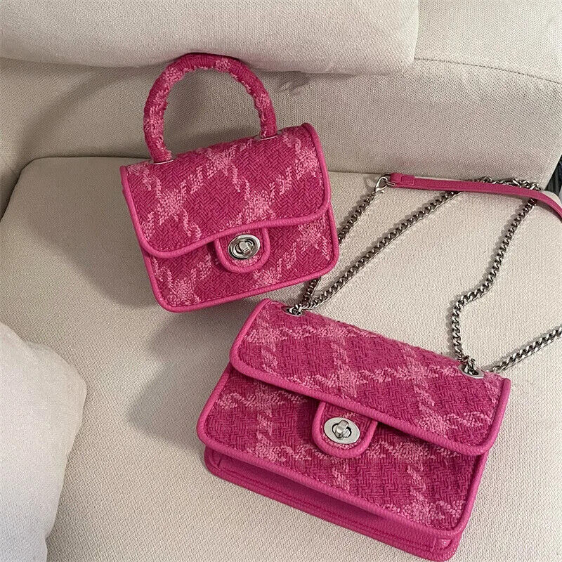 Women Lock Shoulder Bags Plaid Ladies Female Clutch Purse Handbags