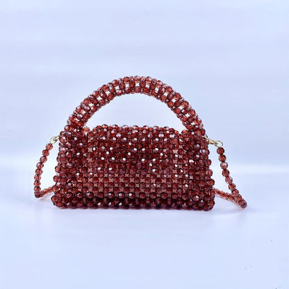 Beaded Knitted Pillow Type Handheld Crossbody Dual Purpose Acrylic Bag