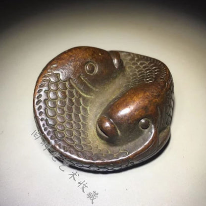 Retro Solid Copper Ware Pisces Copper Tea Pet Tea Play Antique Paper Pressing