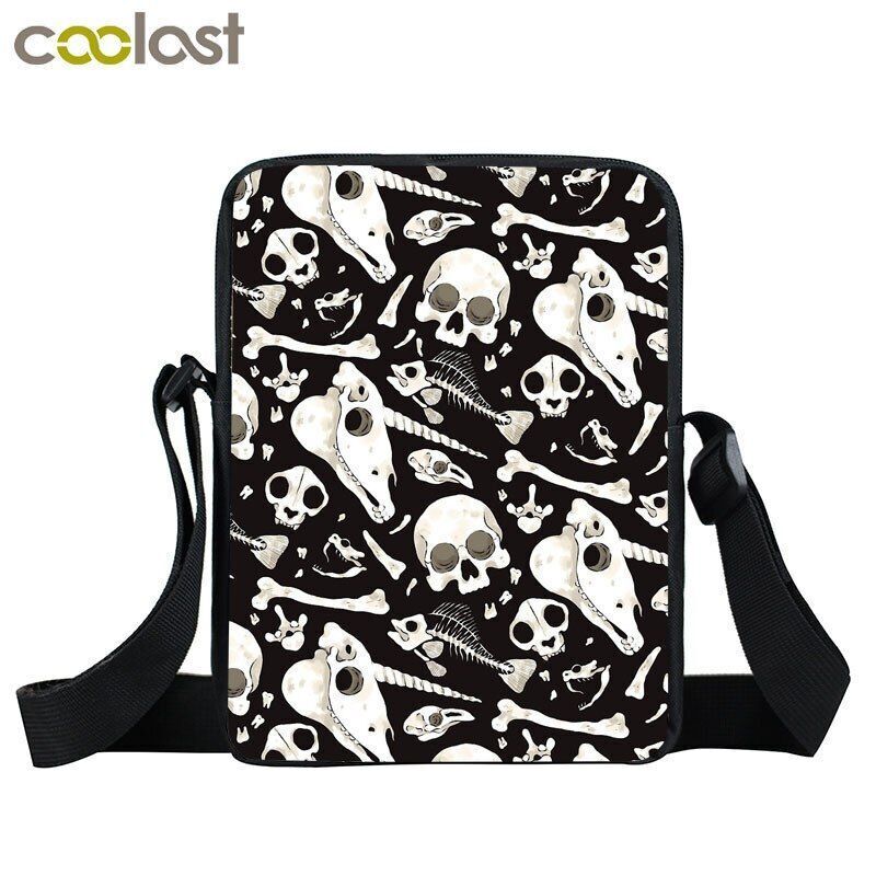 Witch Black Cat Messenger Bag Clutch Canvas Crossbody Shoulder Bags Travel Small
