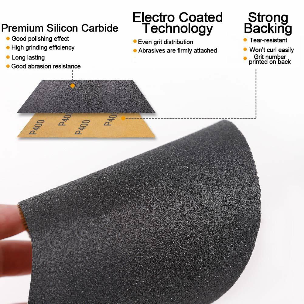 90 Pack Sandpaper Sheet Assortment, 400 to 3000 Grit for Wet or Dry Sanding