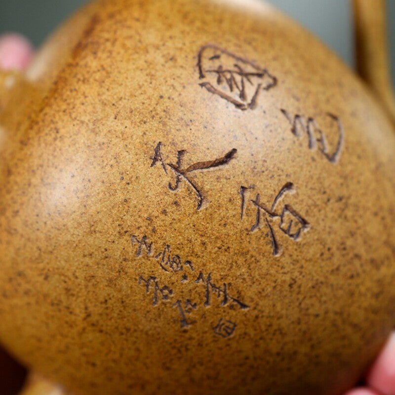 Handmade Tea Pot 9 Infuser Holes Real Yixing Zisha Duan Clay Marked Beauty Carve